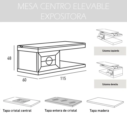 Mesa de centro elevable Cloe Lugo